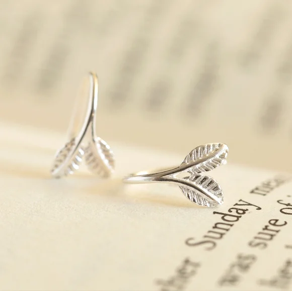 Frosted Leaf Earrings - Only 1 left! - Picture 7 of 11